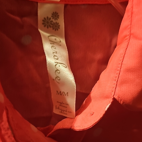 Cherokee Girls Pink Polka Dot Sleeveless See Thru Blouse Size Medium - Picture 2 of 6